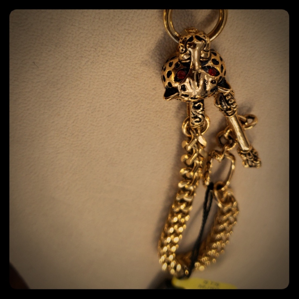Stainless Steel   9" Ruby CZ Tiger   Bracelet